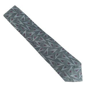 Kenneth Gordon Men Necktie Triangle All Silk Gray Red 59x3.5 - NWOT made in USA